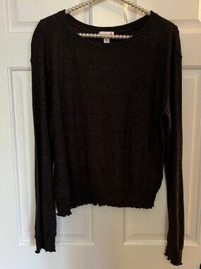 So Ladies Smocked Hem & Cuff Long Sleeve Marled Knit Top Size Juniors XL